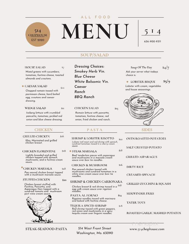 514 Chop House - Washington, MO menu_pic