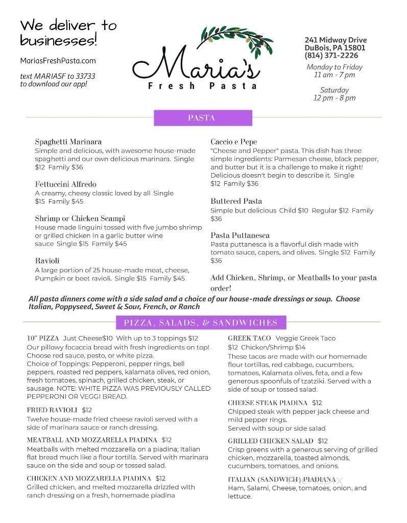 Maria's Fresh Pasta - DuBois, PA