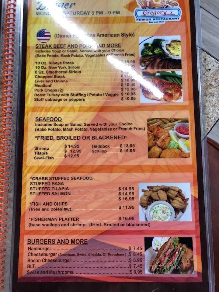 Gregory's Fusion Restaurant - Cape Coral, FL menu_pic