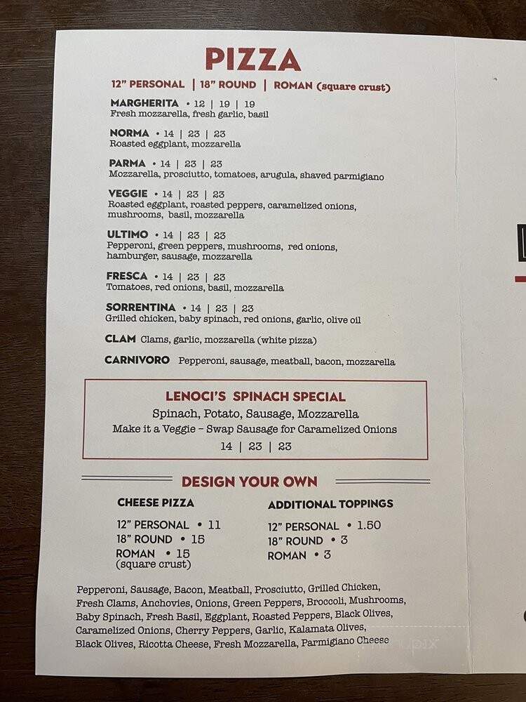 Lenoci's Italian Kitchen - Wethersfield, CT menu_pic