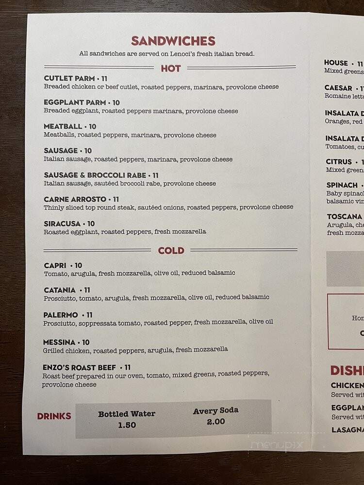 Lenoci's Italian Kitchen - Wethersfield, CT menu_pic