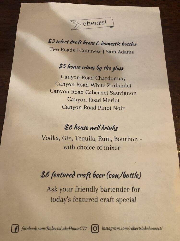 Robert's LakeHouse - East Hampton, CT menu_pic