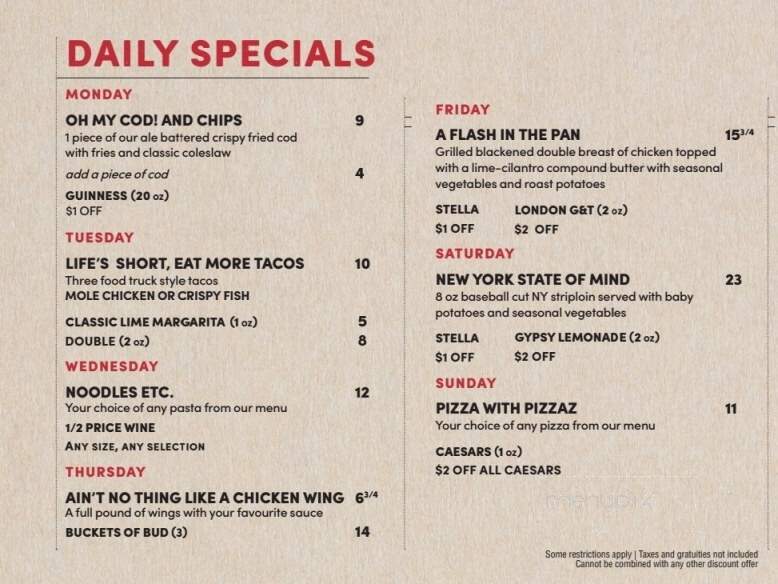 Match Eatery & Public House - Hanover, ON menu_pic