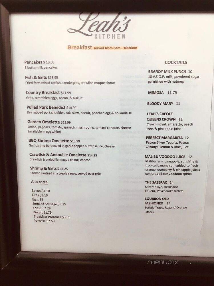 Leah's Kitchen - Kenner, LA menu_pic