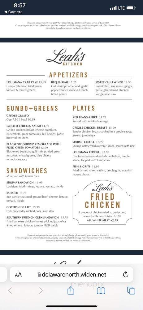 Leah's Kitchen - Kenner, LA menu_pic