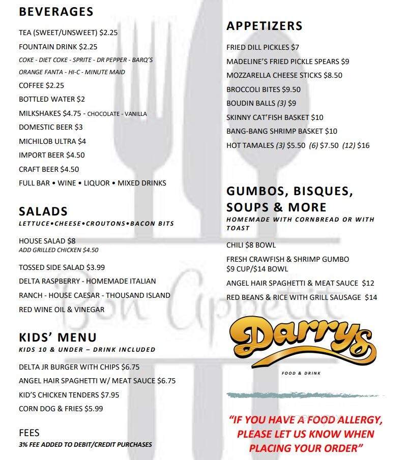 Darry's Food-n-Drink - Boyle, MS menu_pic