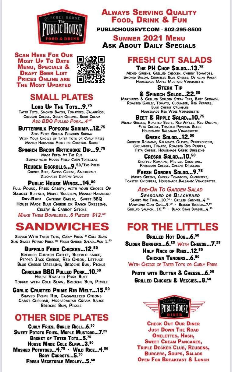The Public House at Quechee Gorge - Quechee, VT menu_pic