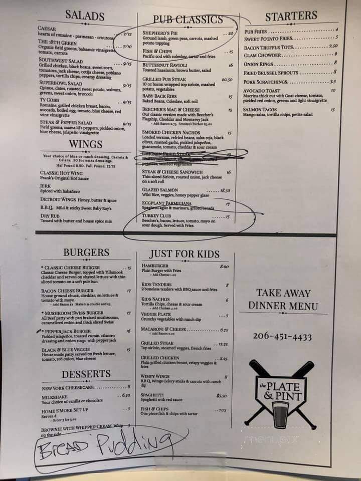 The Plate & Pint - Bainbridge Island, WA menu_pic
