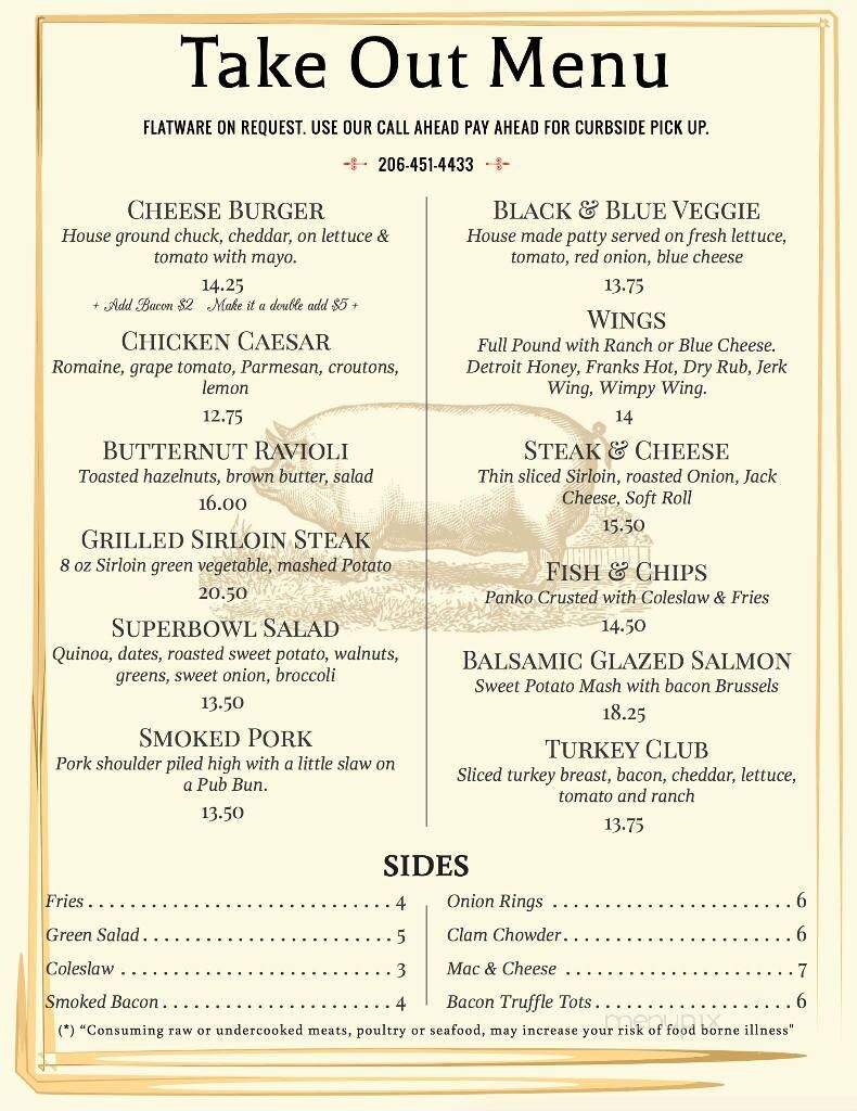 The Plate & Pint - Bainbridge Island, WA menu_pic
