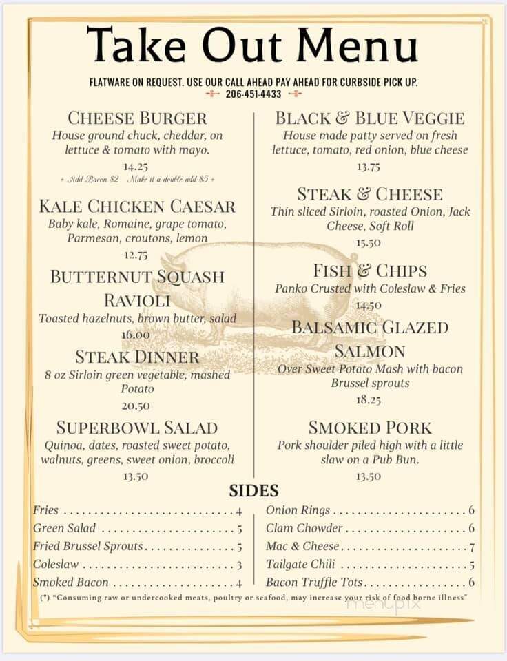 The Plate & Pint - Bainbridge Island, WA menu_pic