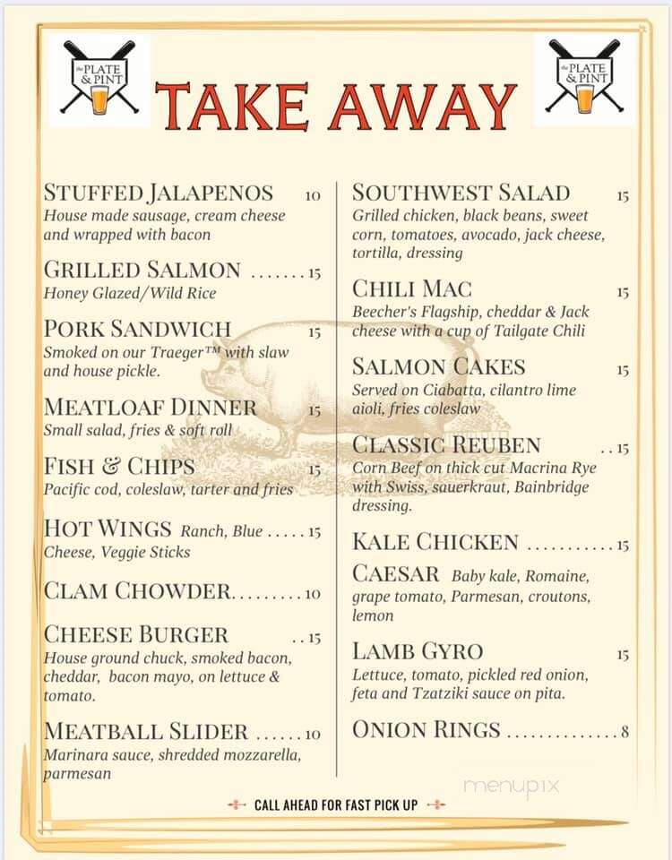 The Plate & Pint - Bainbridge Island, WA menu_pic