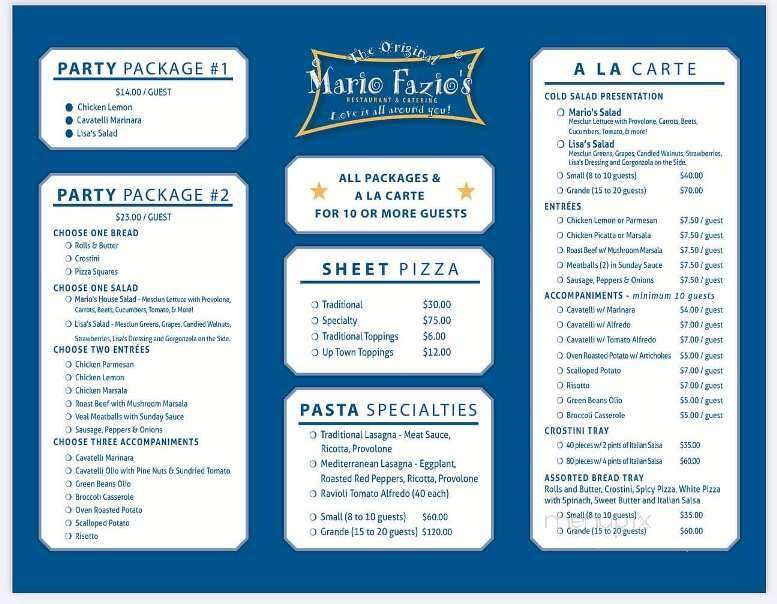 Mario Fazio's Restaurant & Catering - Willoughby, OH menu_pic