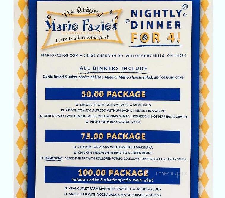 Mario Fazio's Restaurant & Catering - Willoughby, OH menu_pic