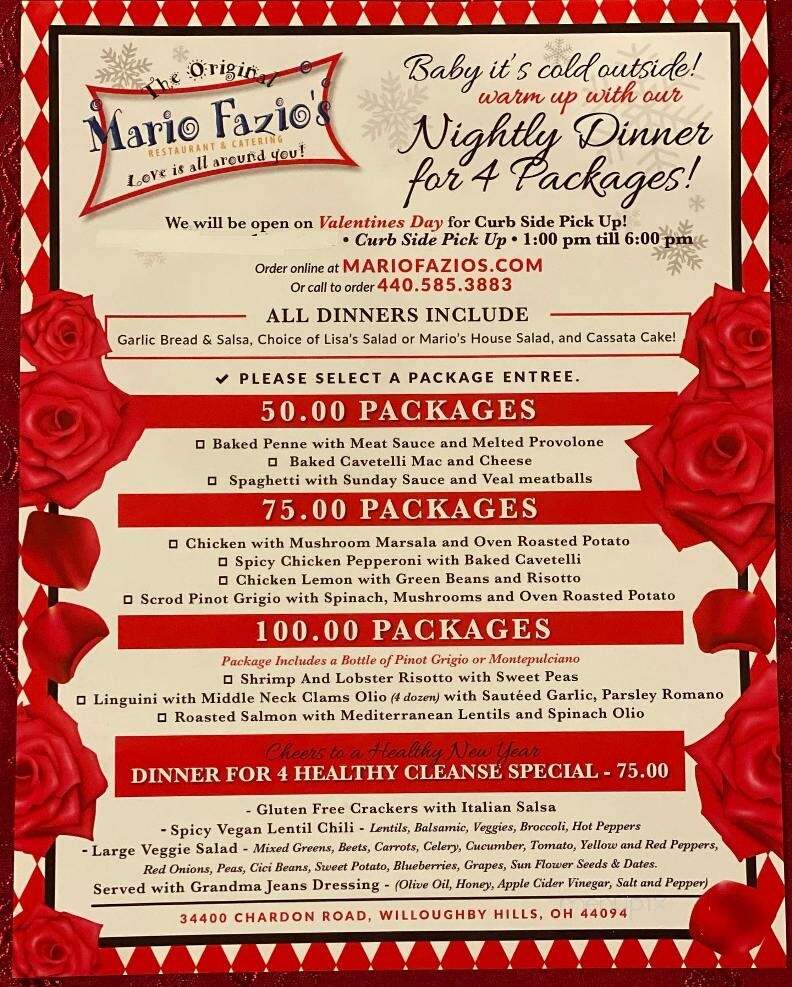 Mario Fazio's Restaurant & Catering - Willoughby, OH menu_pic