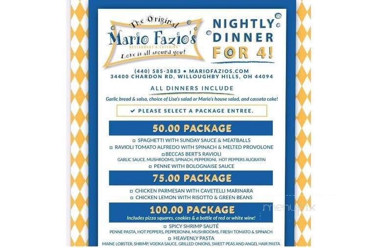 Mario Fazio's Restaurant & Catering - Willoughby, OH menu_pic