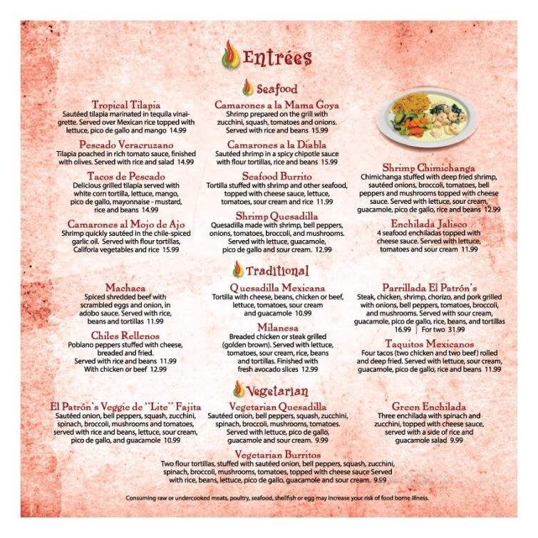 El Patron Mexican Grill - Middlefield, OH menu_pic