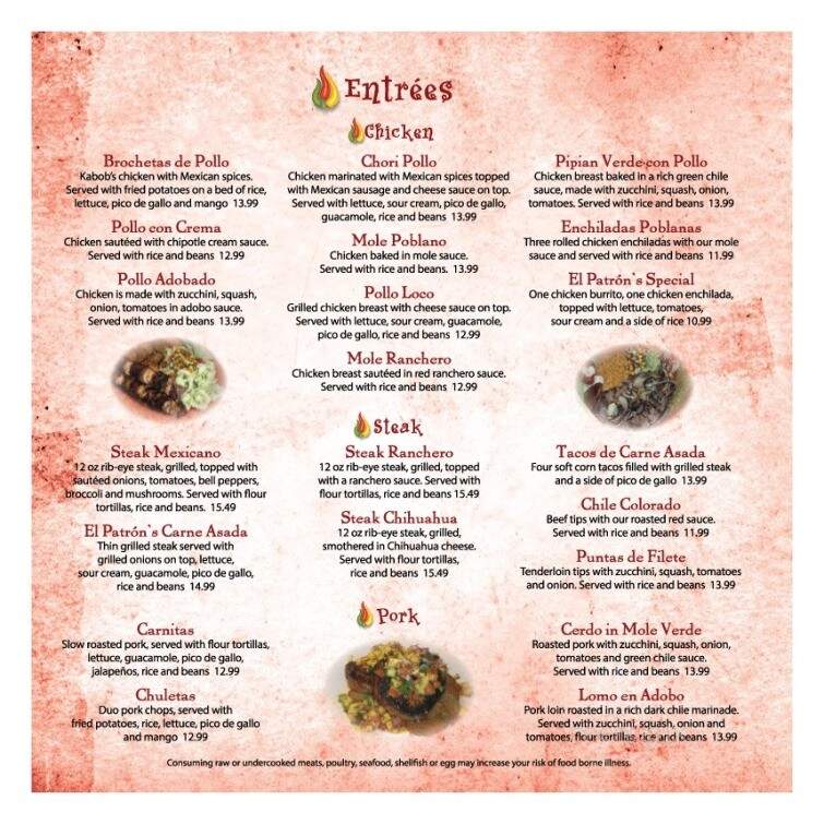 El Patron Mexican Grill - Middlefield, OH menu_pic