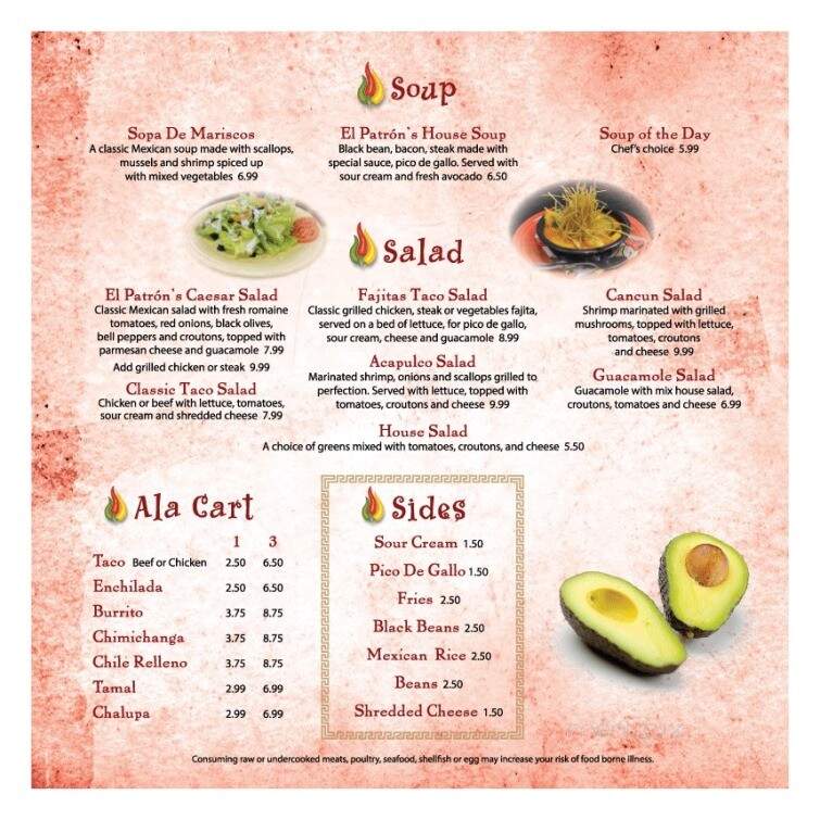 El Patron Mexican Grill - Middlefield, OH menu_pic