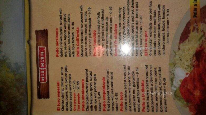 El Toro Mexican Restaurant - Dandridge, TN menu_pic