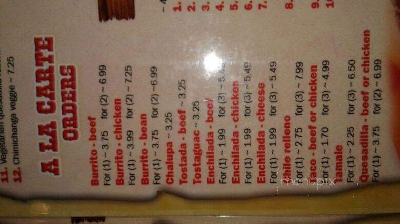 El Toro Mexican Restaurant - Dandridge, TN menu_pic