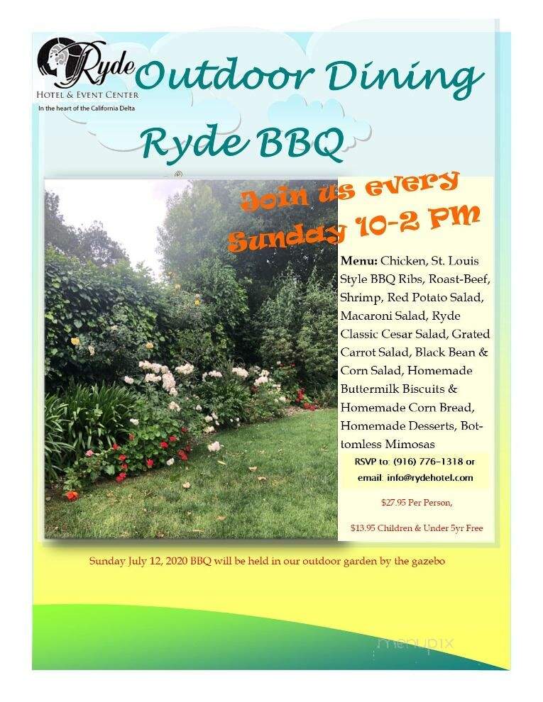 Ryde Hotel - Walnut Grove, CA menu_pic