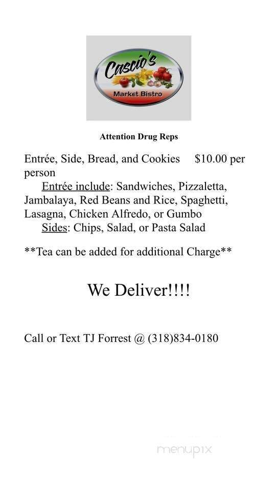 Cascio's Market Bistro - Bossier City, LA menu_pic