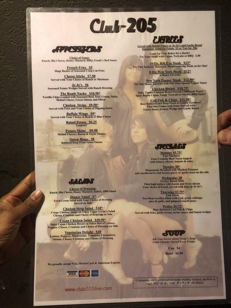 Club 205 - Portland, OR menu_pic