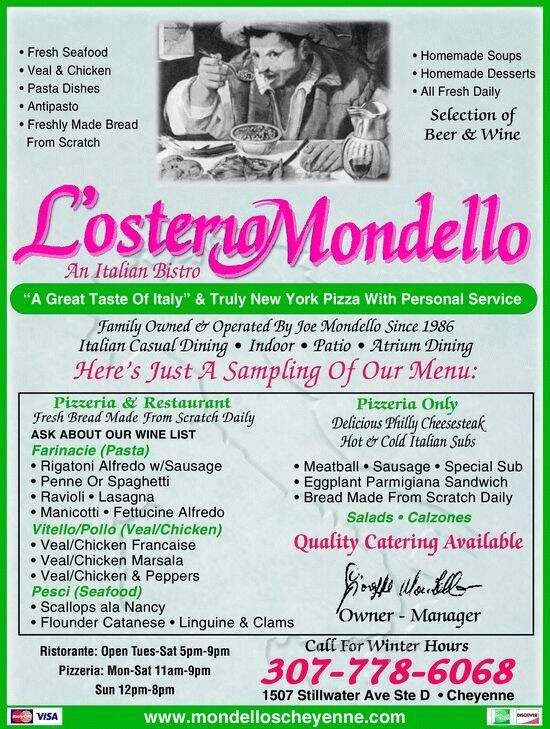 L'Osteria Mondello Italian - Cheyenne, WY menu_pic