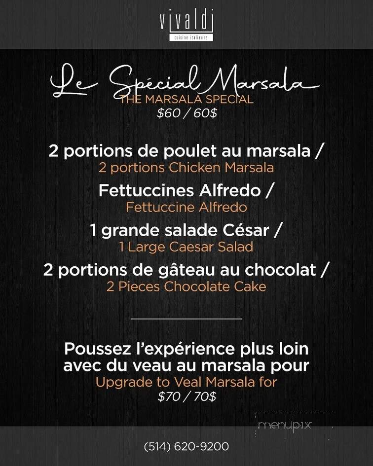 Vivaldi Resto Traiteur - Montreal, QC menu_pic