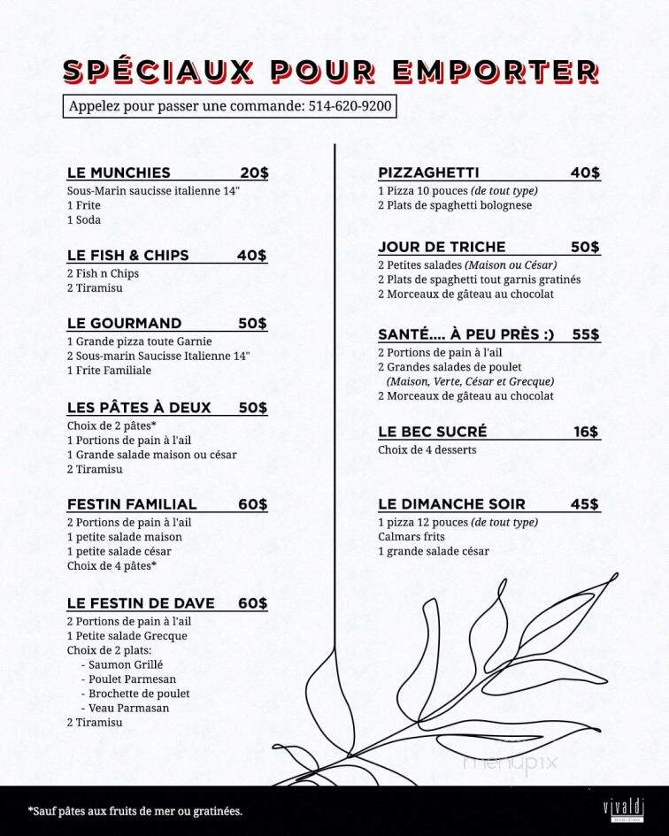 Vivaldi Resto Traiteur - Montreal, QC menu_pic