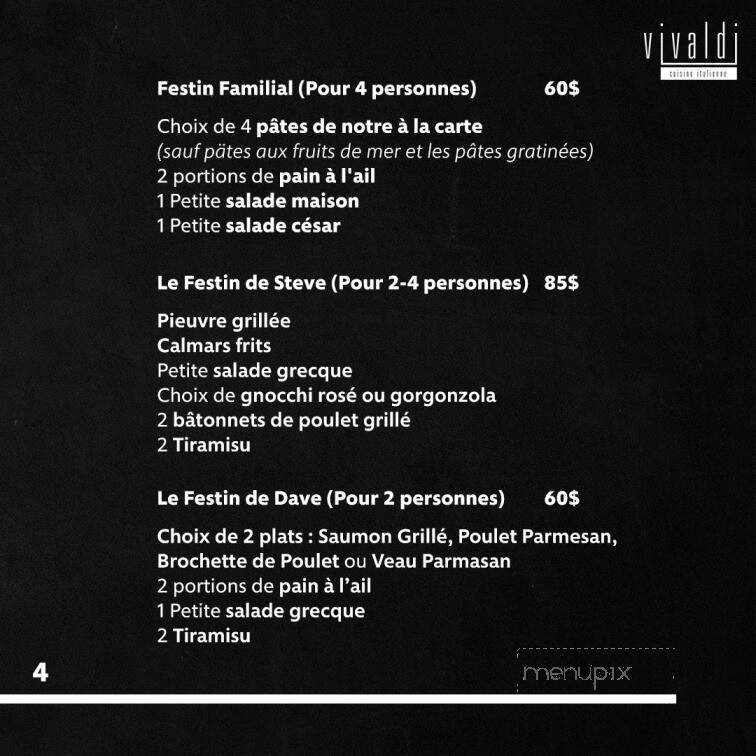 Vivaldi Resto Traiteur - Montreal, QC menu_pic