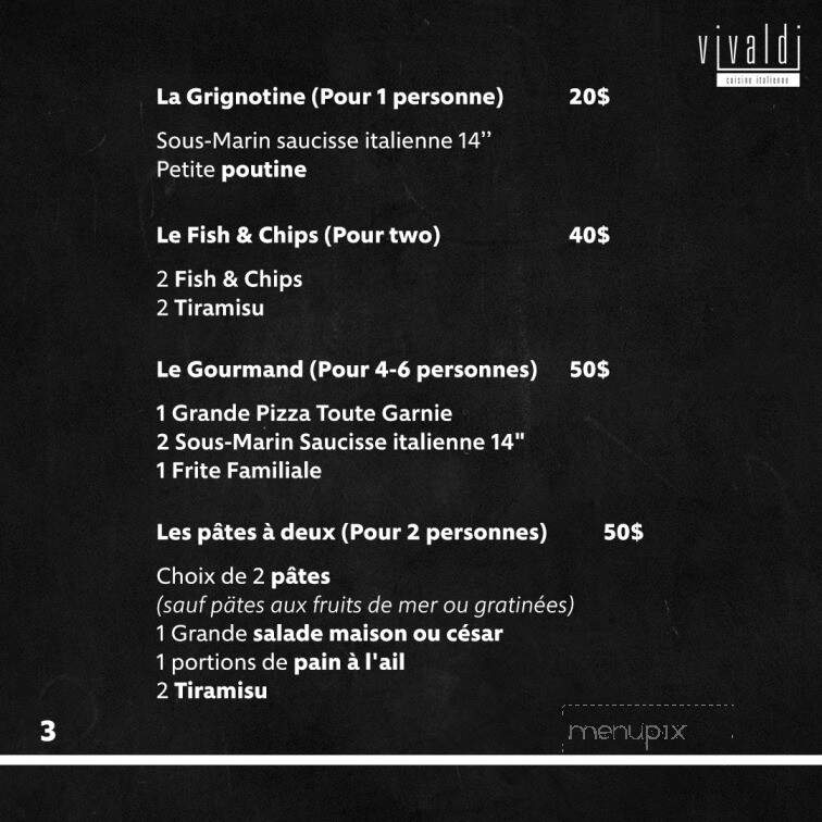 Vivaldi Resto Traiteur - Montreal, QC menu_pic