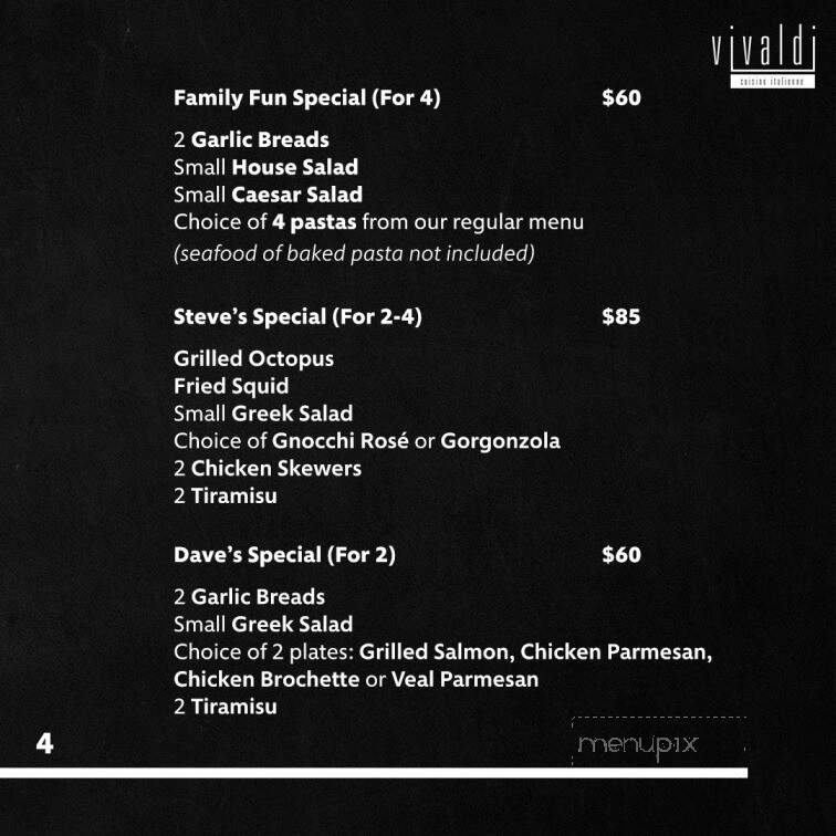 Vivaldi Resto Traiteur - Montreal, QC menu_pic
