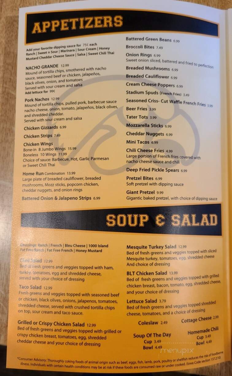 Stadium Bar & Grill - Guttenberg, IA menu_pic