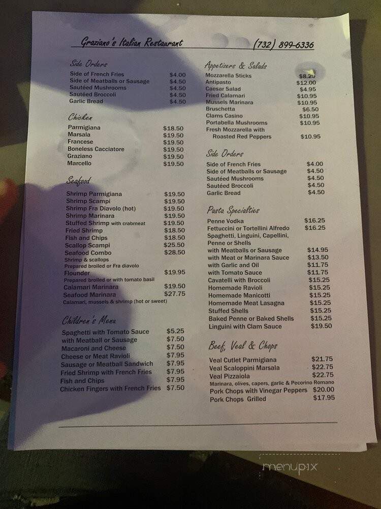 Graziano's Italian Restaurant - Point Pleasant, NJ menu_pic