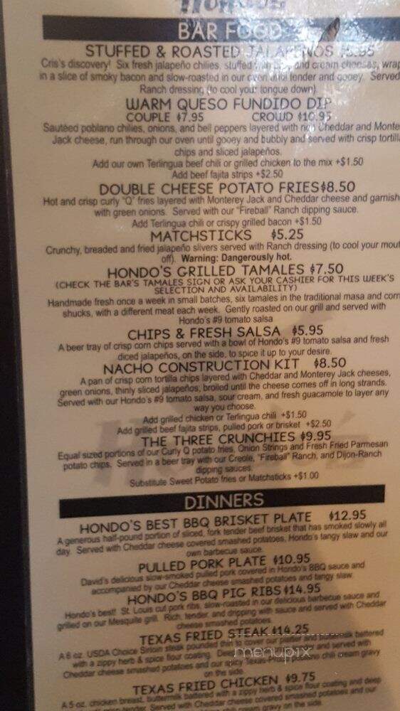 Hondo's On Main - Fredericksburg, TX menu_pic