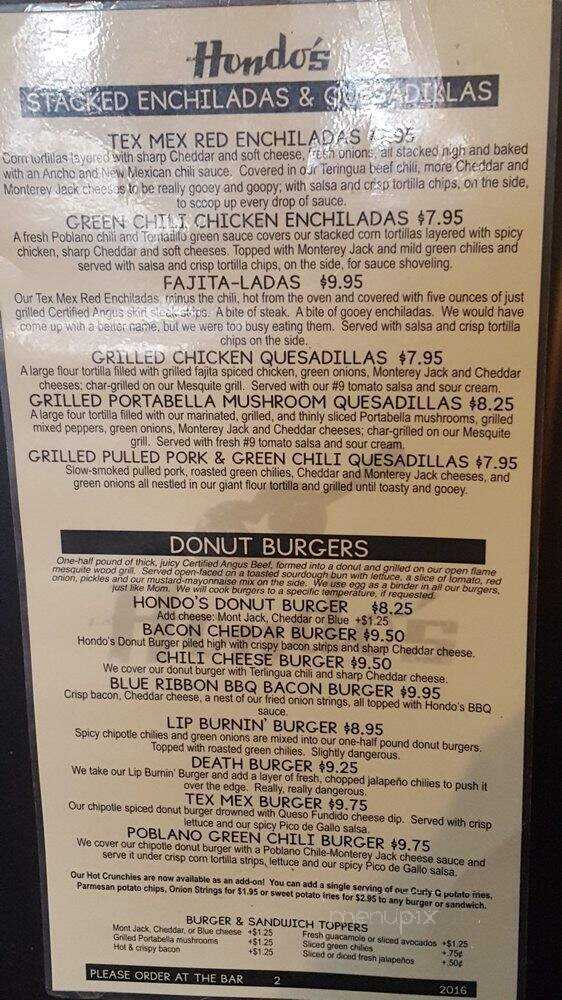 Hondo's On Main - Fredericksburg, TX menu_pic