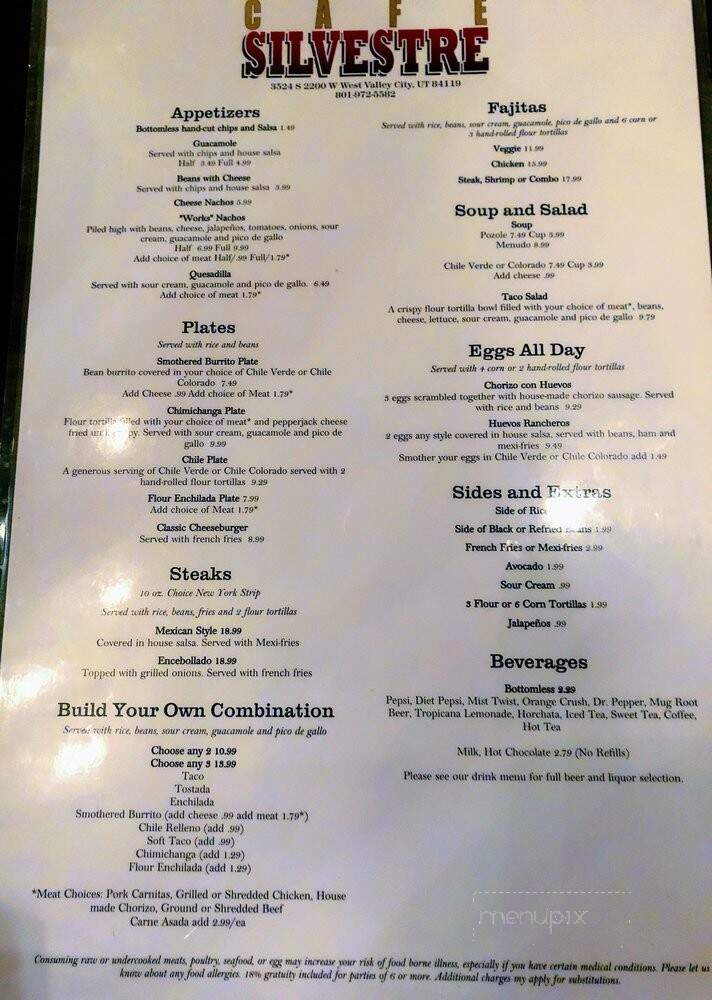Cafe Silvestre - West Valley, UT menu_pic