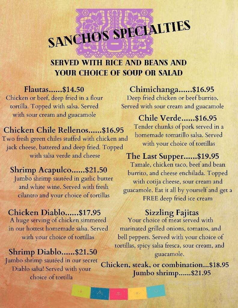 Senor Sancho's - Paso Robles, CA menu_pic