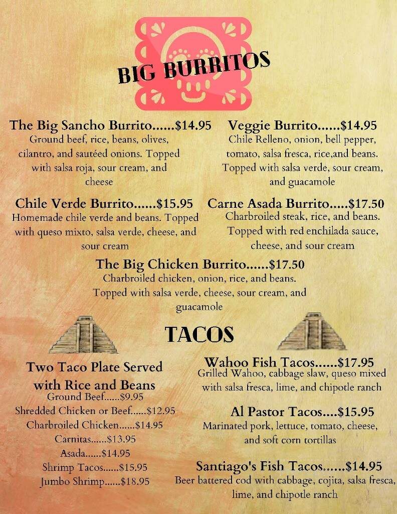 Senor Sancho's - Paso Robles, CA menu_pic
