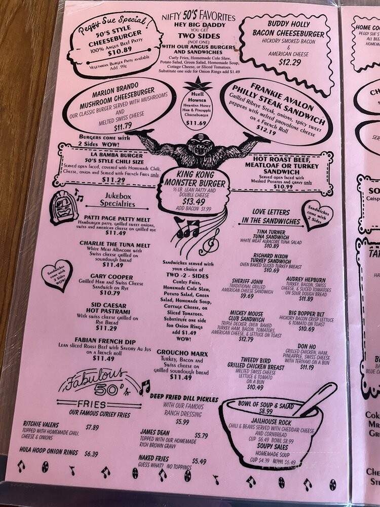 Peggy Sue's 50's Diner - Yermo, CA menu_pic
