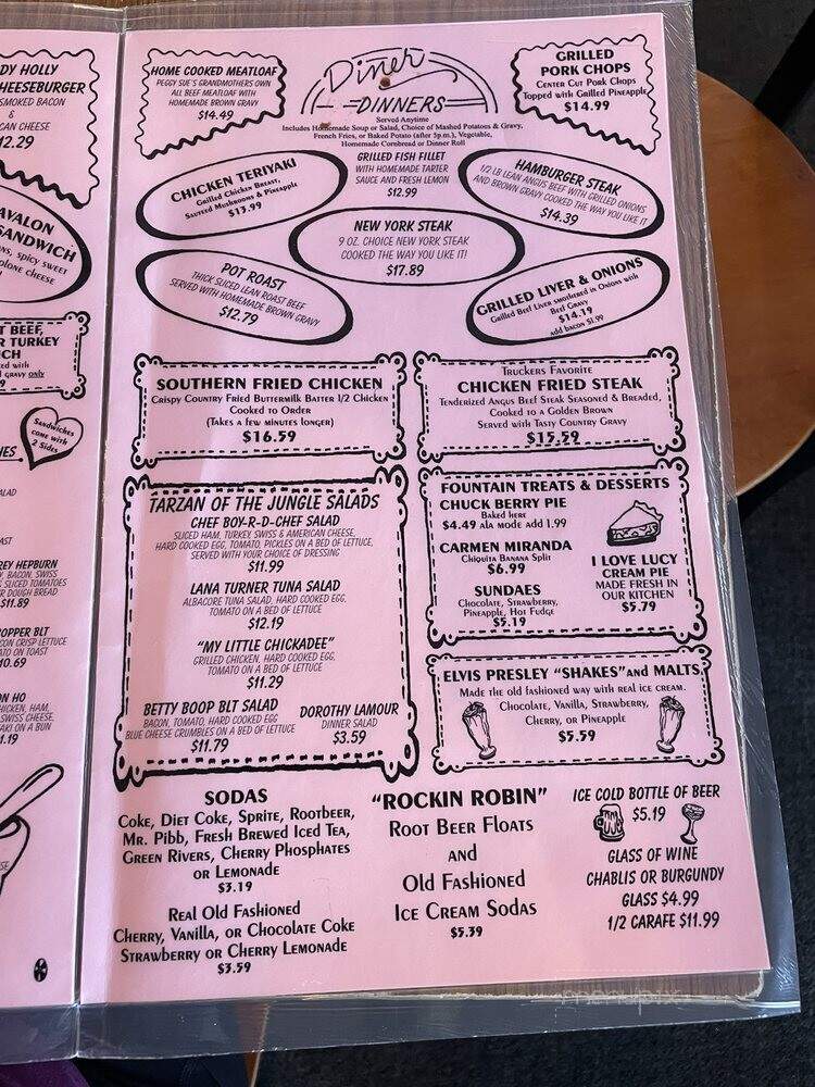 Peggy Sue's 50's Diner - Yermo, CA menu_pic