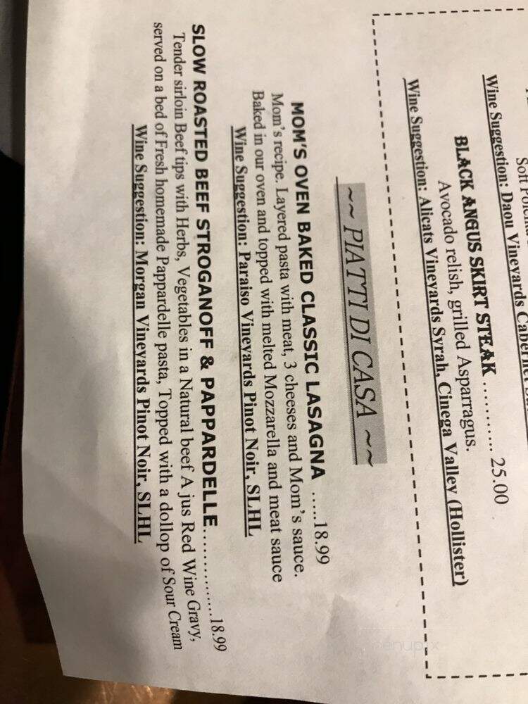 Gino's Fine Italian Food - Salinas, CA menu_pic