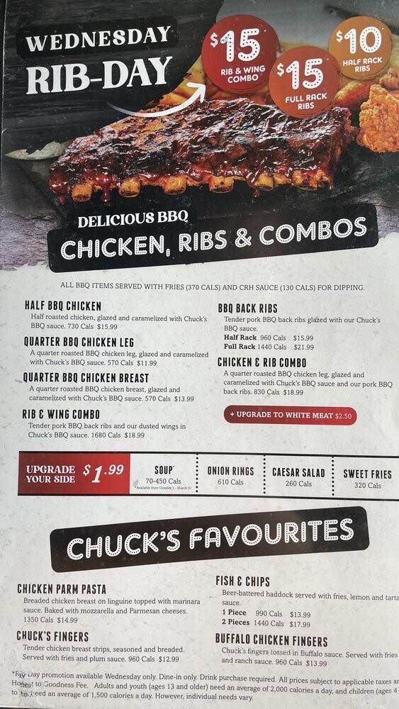 Chuck's Roadhouse Bar And Grill - Niagara Falls, ON menu_pic