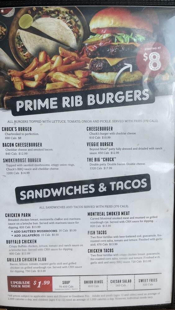 Chuck's Roadhouse Bar And Grill - Niagara Falls, ON menu_pic