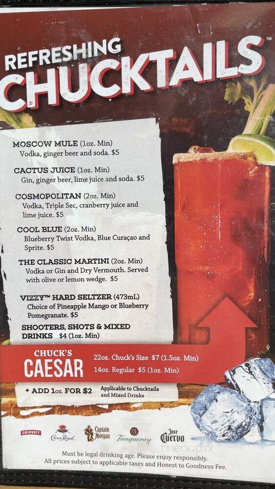 Chuck's Roadhouse Bar And Grill - Niagara Falls, ON menu_pic