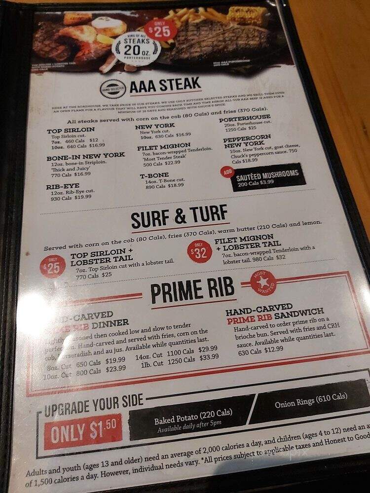 Chuck's Roadhouse Bar And Grill - Niagara Falls, ON menu_pic