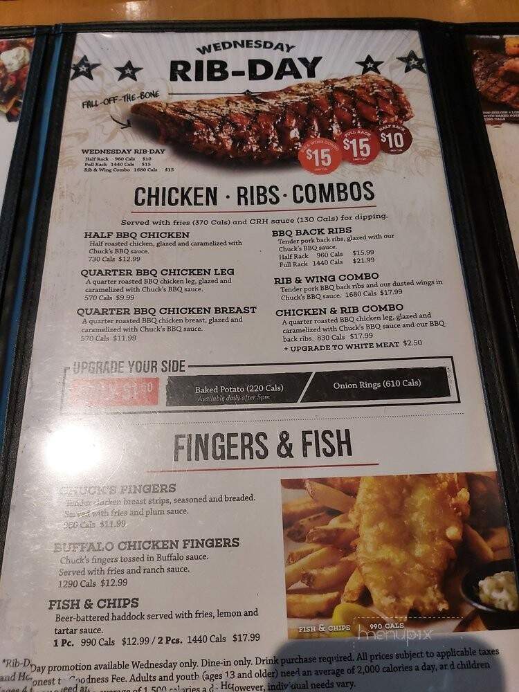 Chuck's Roadhouse Bar And Grill - Niagara Falls, ON menu_pic