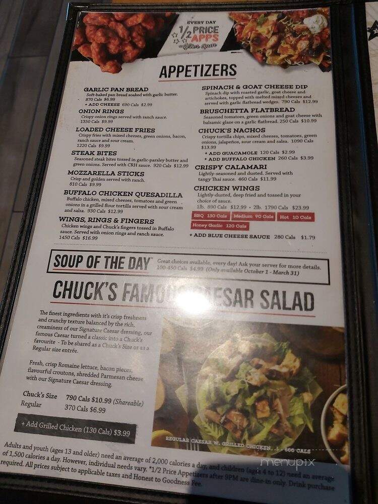Chuck's Roadhouse Bar And Grill - Niagara Falls, ON menu_pic