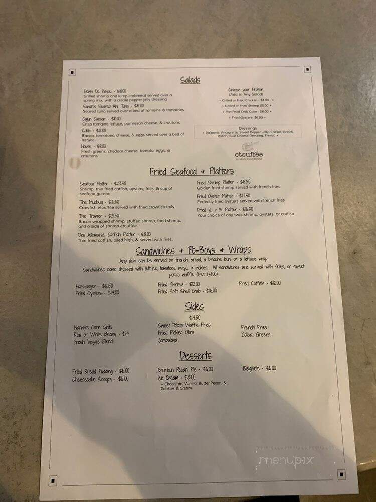 Etouffee - Covington, LA menu_pic